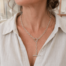 Load image into Gallery viewer, Sterling Silver Oval Link Necklace with Feature Toggle Clasp
