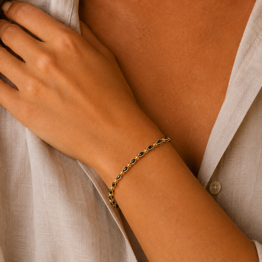 Gold Vermeil Marquise Black Stone Bracelet, view 2
