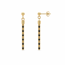 Load image into Gallery viewer, Gold Vermeil Marquise Black Stone Earrings

