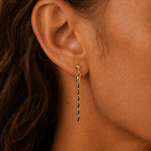 Load image into Gallery viewer, Gold Vermeil Marquise Black Stone Earrings

