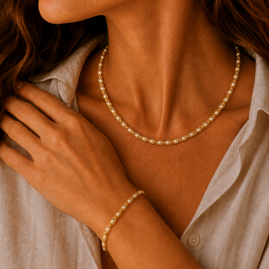 Gold Vermeil Marquise Pearl Bracelet, view 3