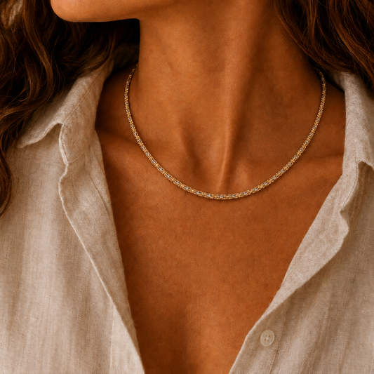 Gold Vermeil Marquise Link Necklace, view 2