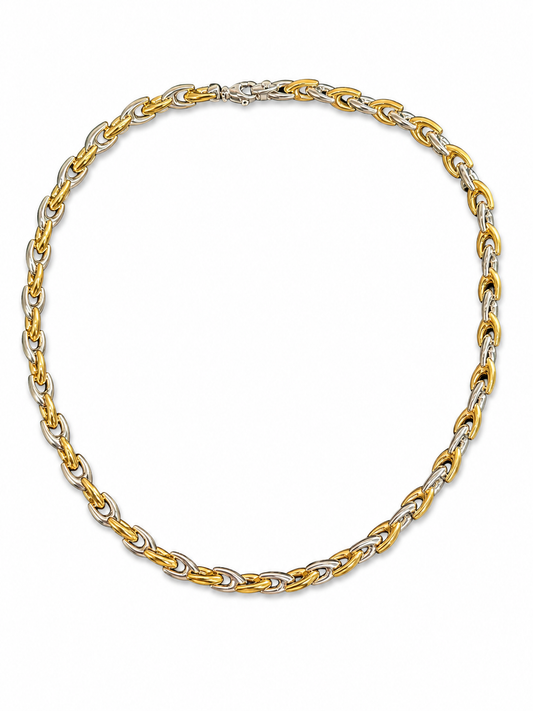 Sterling Silver and Gold Vermeil Two Tone Byzantine Link Necklace