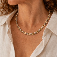 Load image into Gallery viewer, Sterling Silver and Gold Vermeil Two Tone Byzantine Link Necklace
