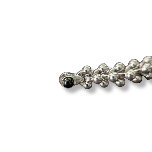 Sterling Silver ‘Jacks’ Link Bracelet with Black Stone Clasp, view 3