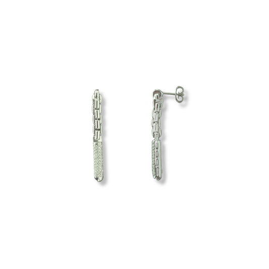 Sterling Silver Cubic Zirconia Bar Drop Earrings