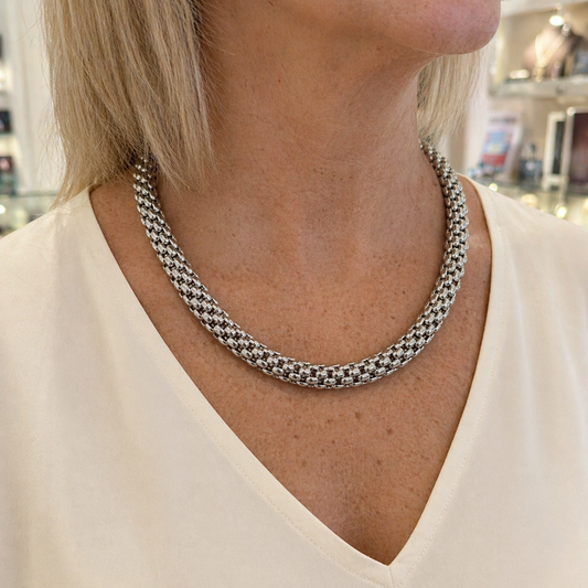Sterling Silver Rope Collar Necklace, view 2