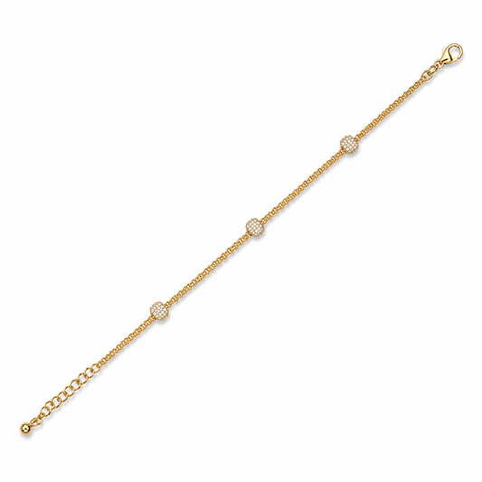 Gold Vermeil Cubic Zirconia Station Bracelet