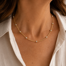 Load image into Gallery viewer, Gold Vermeil Cubic Zirconia Station Necklace
