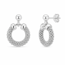 Load image into Gallery viewer, Sterling Silver Textured Circle Drop Earrings

