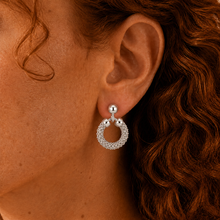 Load image into Gallery viewer, Sterling Silver Textured Circle Drop Earrings
