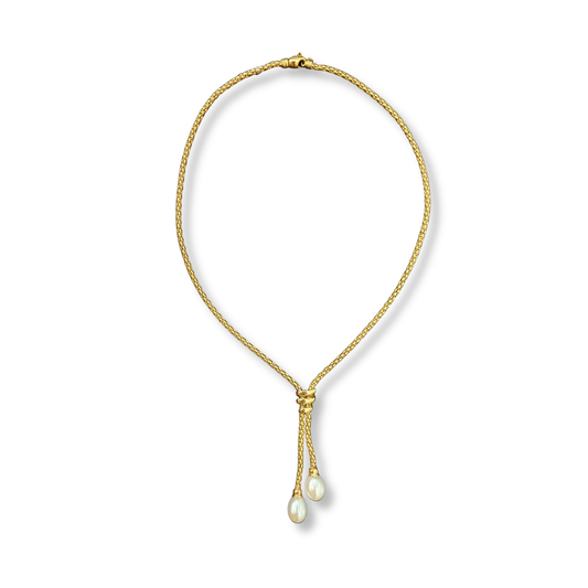 Gold Vermeil Rope Necklace with Cultured Pearl Drops