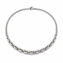 Load image into Gallery viewer, Sterling Silver Woven Graduated Link Necklace with Stone Clasp
