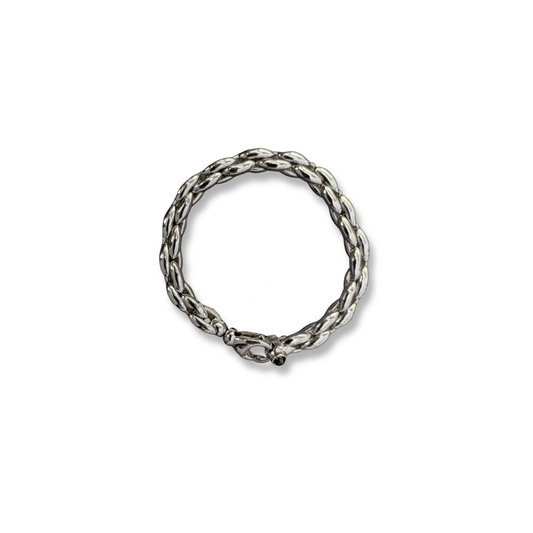 Sterling Silver Woven Link Bracelet with Stone Clasp, view 3