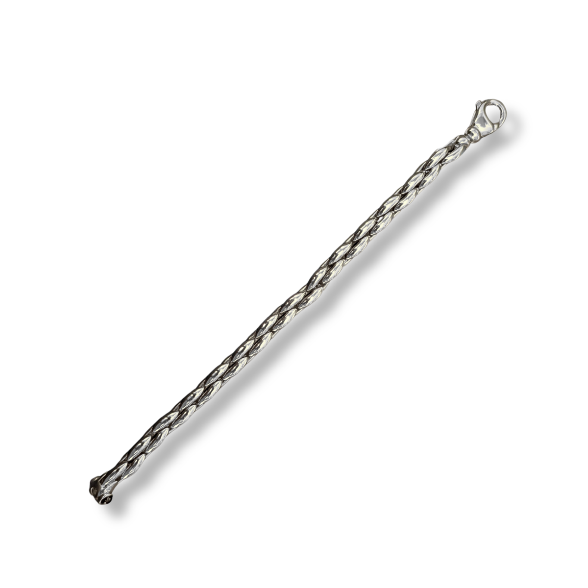 Sterling Silver Woven Link Bracelet with Stone Clasp