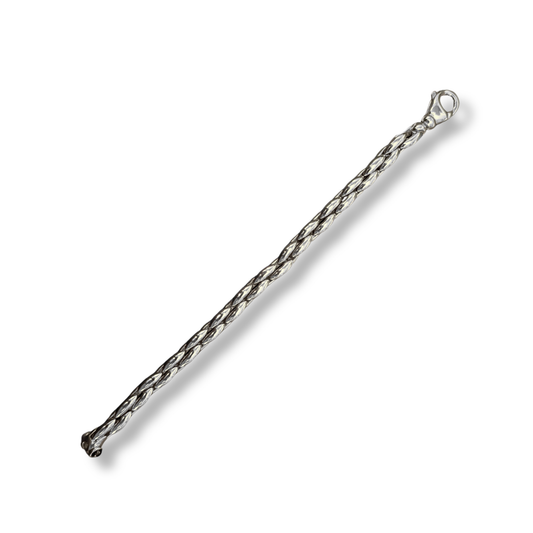 Sterling Silver Woven Link Bracelet with Stone Clasp