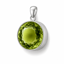 Load image into Gallery viewer, Sterling Silver Large Round Peridot Coloured Synthetic Quartz Pendant
