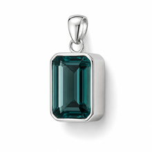 Load image into Gallery viewer, Sterling Silver Oblong Jade Coloured Synthetic Quartz Pendant
