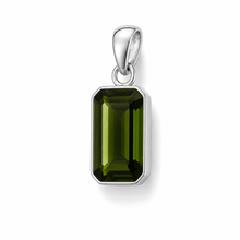 Load image into Gallery viewer, Sterling Silver Oblong Dark Green Synthetic Quartz Pendant
