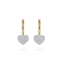 Load image into Gallery viewer, Sterling Silver vermeil round Huggie hoop earrings with cz heart drop
