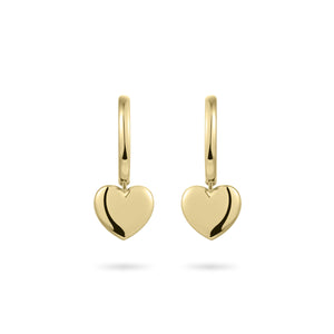 Sterling Silver vermeil round Huggie hoop earrings with heart drop