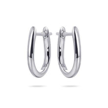 Load image into Gallery viewer, Sterling Silver Horseshoe shaped Huggie hoop earrings
