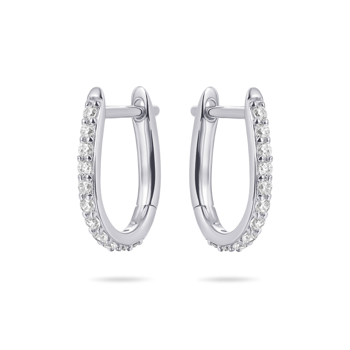 Sterling Silver Huggie Hoop Earrings with Cubic Zirconia