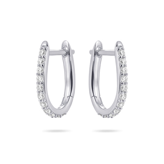 Sterling Silver Huggie Hoop Earrings with Cubic Zirconia