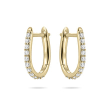 Load image into Gallery viewer, Sterling Silver Vermeil Huggie hoop earrings set with cz stones
