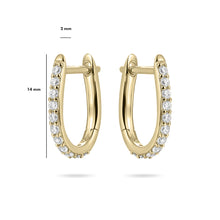 Load image into Gallery viewer, Sterling Silver Vermeil Huggie hoop earrings set with cz stones
