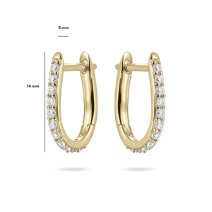 Sterling Silver Vermeil Huggie hoop earrings set with cz stones