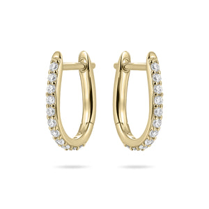 Sterling Silver Vermeil Huggie hoop earrings set with cz stones