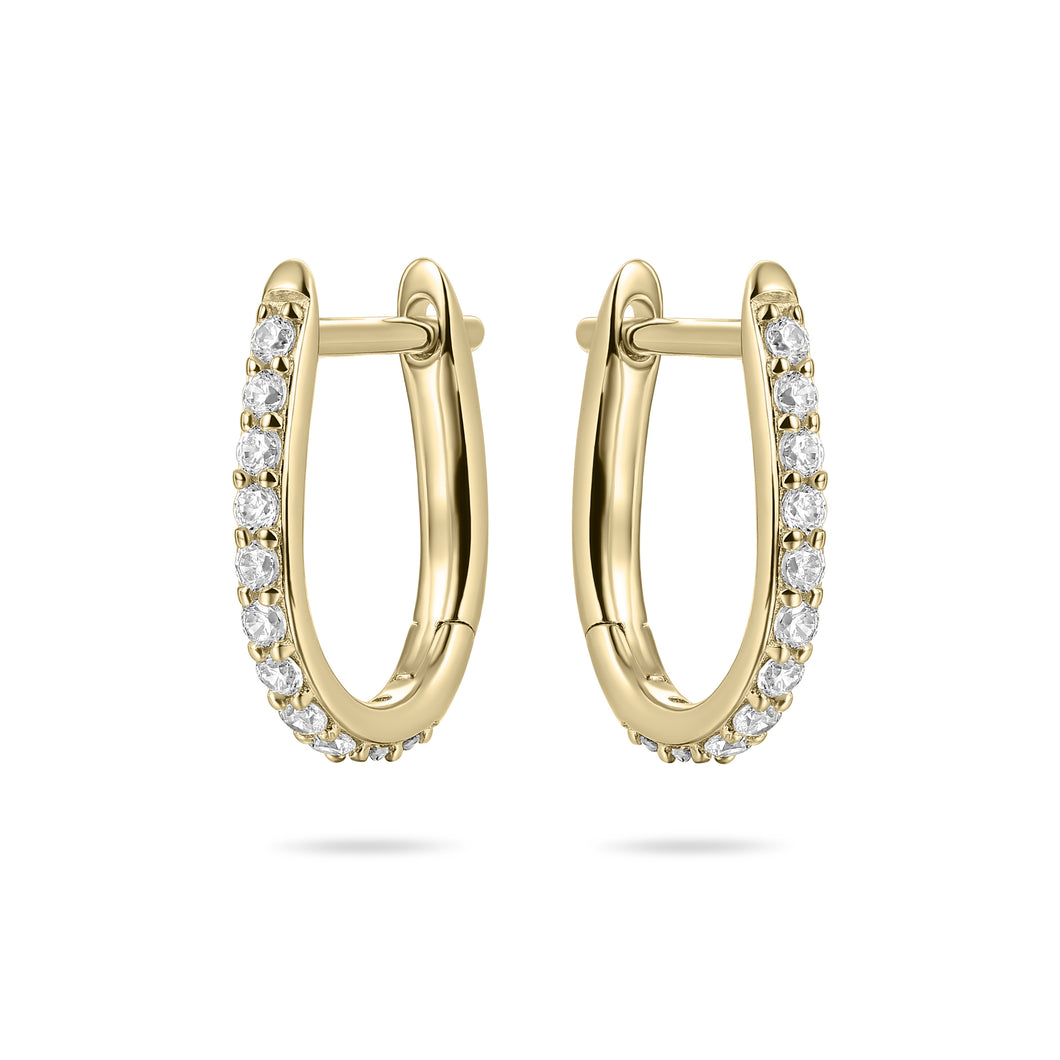 Sterling Silver Vermeil Huggie hoop earrings set with cz stones