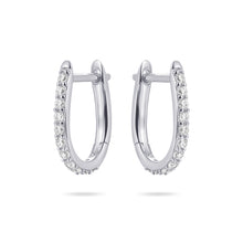 Load image into Gallery viewer, Sterling Silver Huggie hoop earrings set with cz stones
