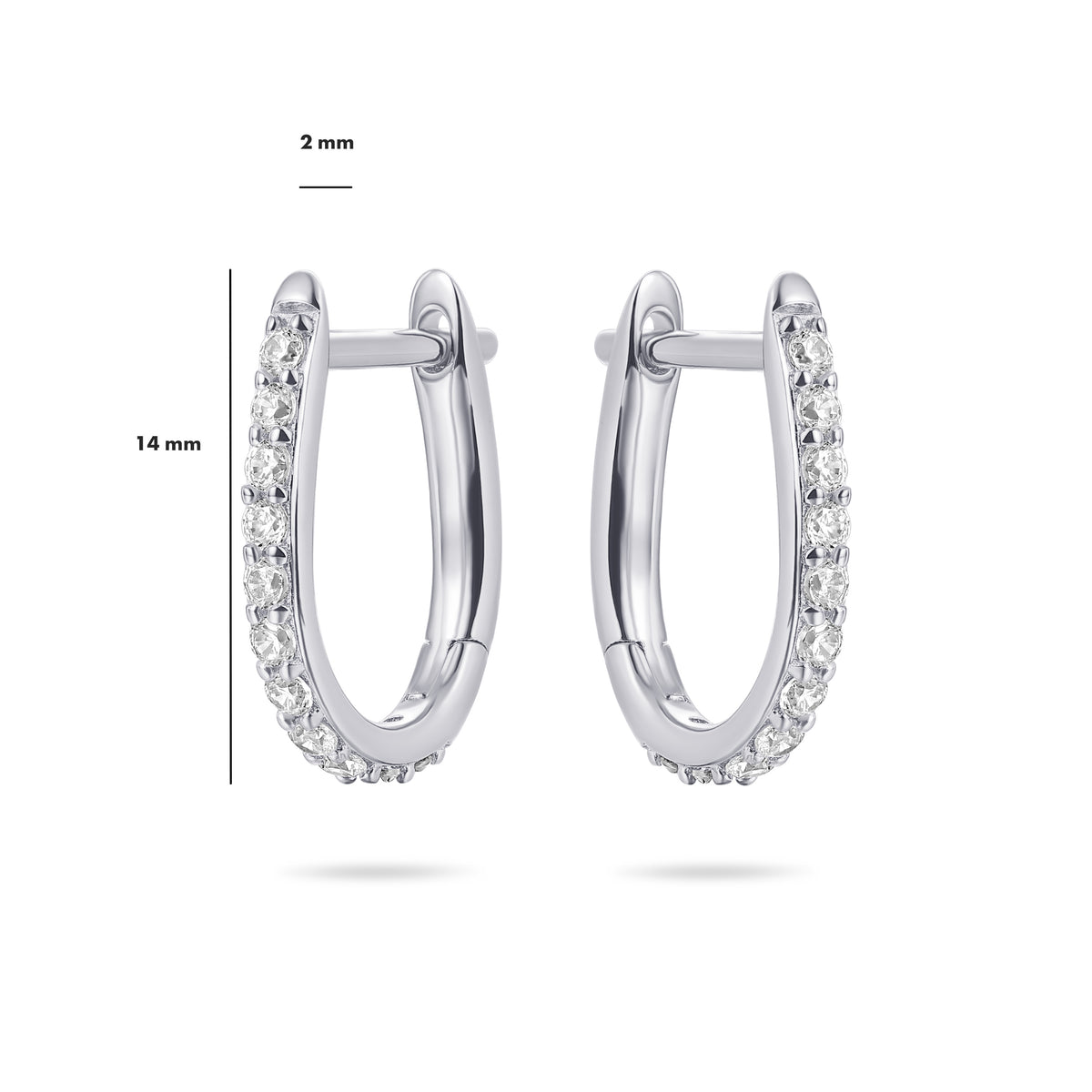 Sterling Silver Huggie Hoop Earrings with Cubic Zirconia, view 2
