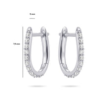 Load image into Gallery viewer, Sterling Silver Huggie hoop earrings set with cz stones
