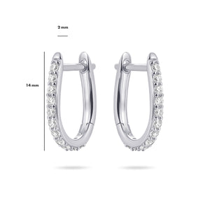 Sterling Silver Huggie hoop earrings set with cz stones