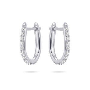 Sterling Silver Huggie hoop earrings set with cz stones