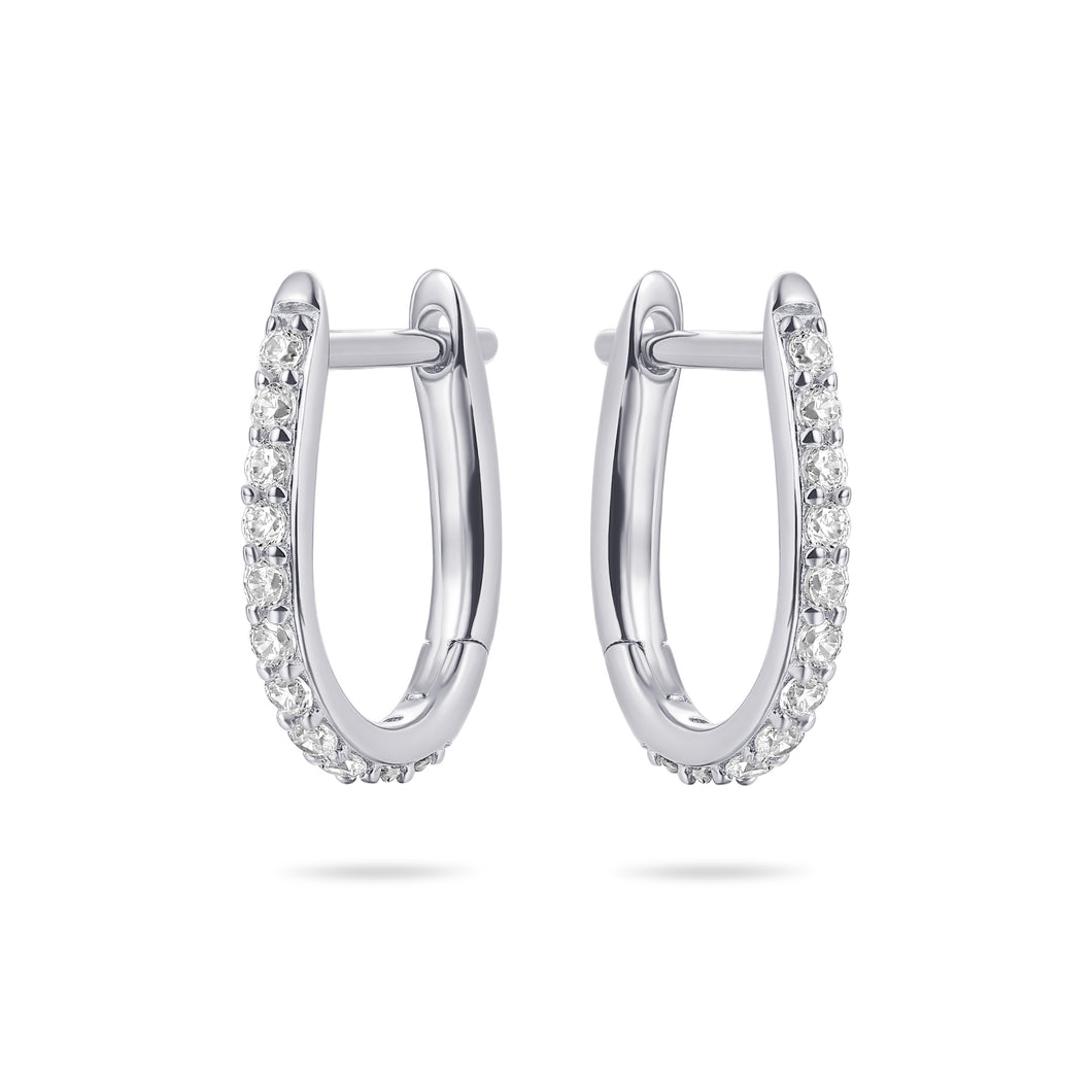 Sterling Silver Huggie hoop earrings set with cz stones