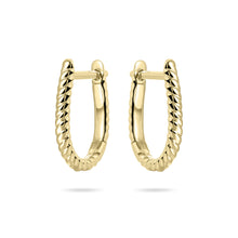 Load image into Gallery viewer, Sterling Silver vermeil twisted style Huggie earrings
