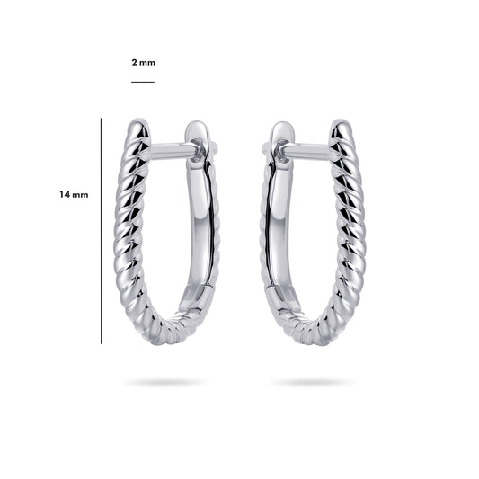 Sterling Silver Twisted Huggie Hoop Earrings, view 2