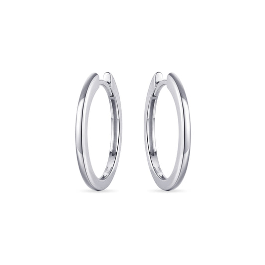 Sterling Silver Huggie Hoop Earrings - Large