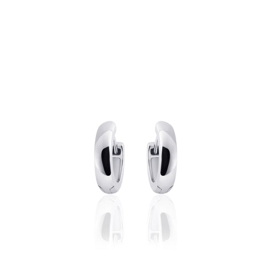 Small Sterling Silver round 13.5mm Huggie hoop earrings