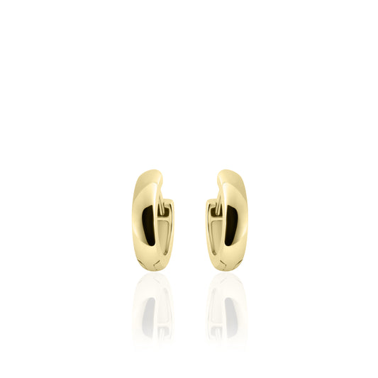 Small Sterling Silver Vermeil round 13.5mm Huggie hoop earrings