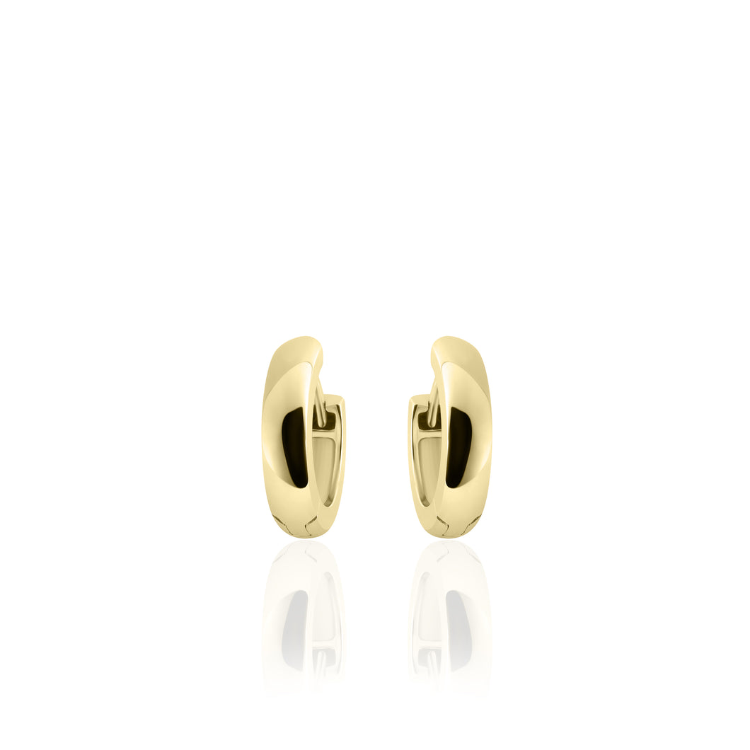 Small Sterling Silver Vermeil round 13.5mm Huggie hoop earrings