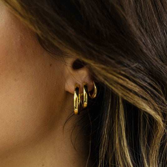 Gold Vermeil Huggie Hoop Earrings - Small, view 2