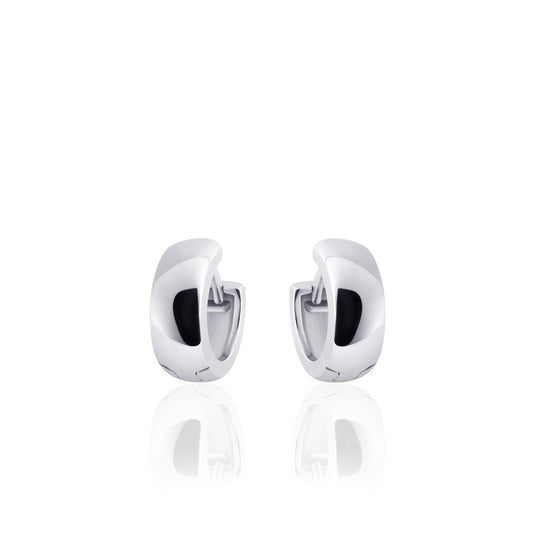 Sterling Silver 13.5mm Wide Round Huggie Hoop Earrings