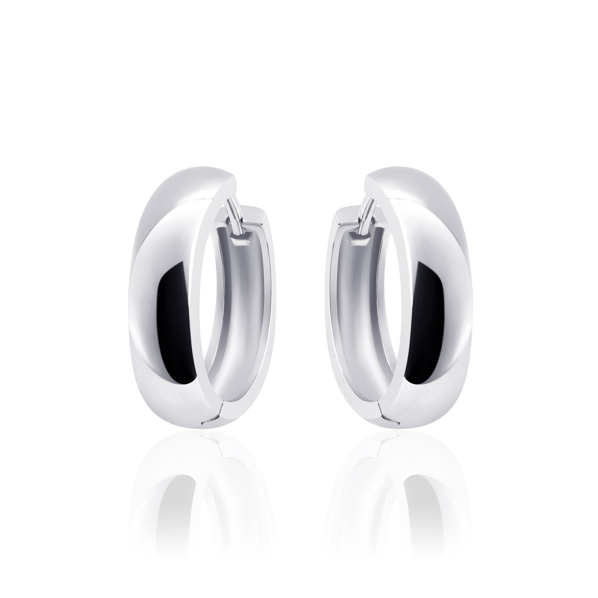 Large Sterling Silver round 30mm Huggie hoop earrings