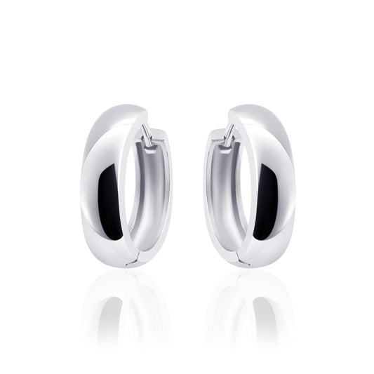 Large Sterling Silver round 30mm Huggie hoop earrings