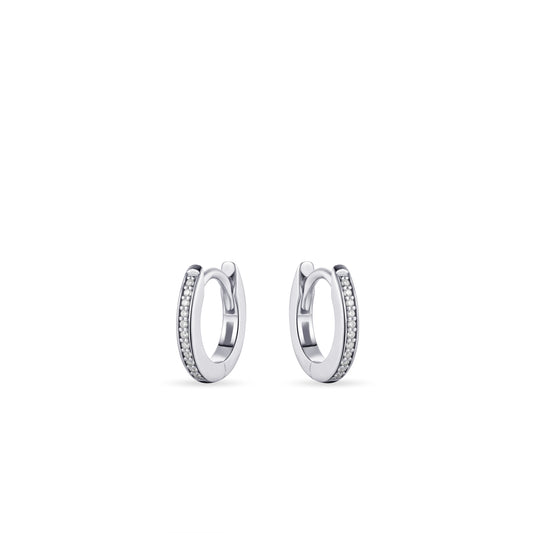 Sterling Silver 12mm Round Cubic Zirconia Huggie Hoop Earrings